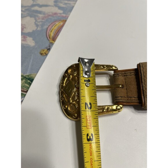 Escada Gold Medallions & Buckle Brown Leather Belt Women’s EUR 42 US 12 Vtg main image 11